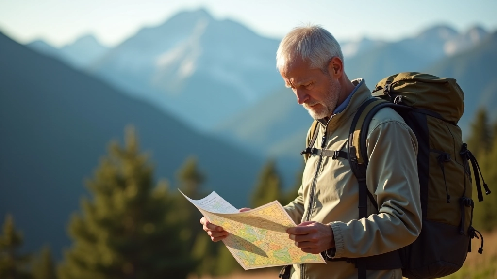 Příprava na horskou túru — studium map a tras